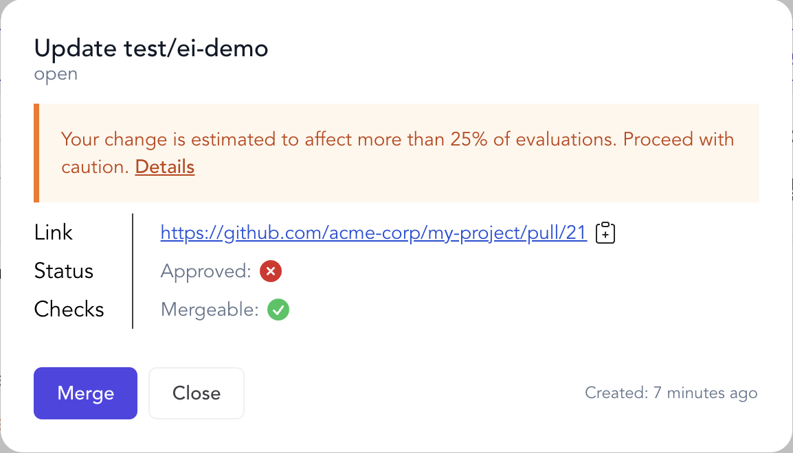 Estimated impact warning example